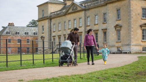 A family walking in the grounds at Croome, Worcestershire